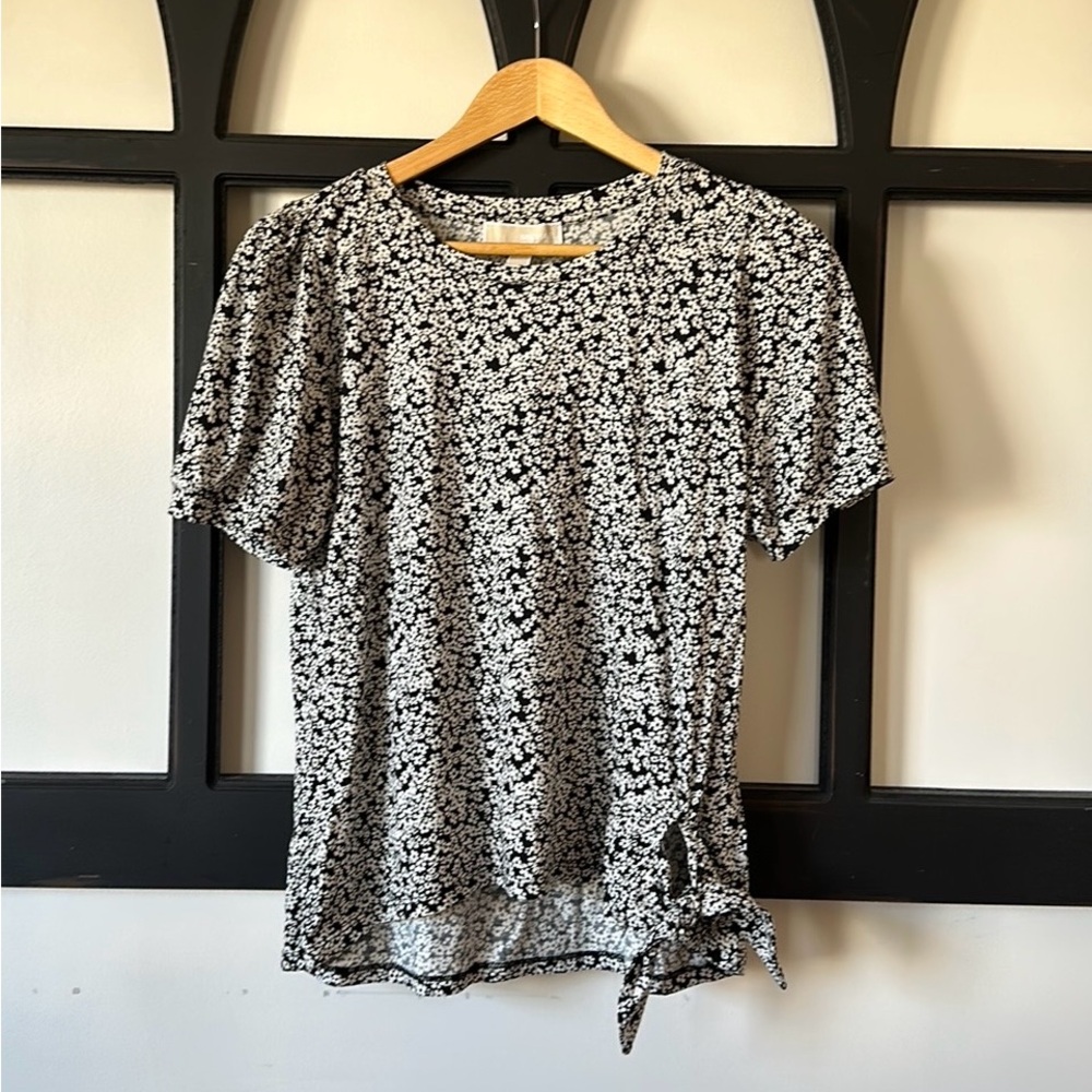 Michael Kors Black and White Floral Blouse